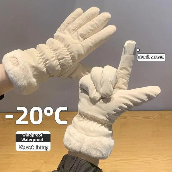 Cute Padded Gloves Little Bear Gloves Women Winter Fleece Thickened Warm Cycling Mountaineering Skiing Plush Cotton Gloves