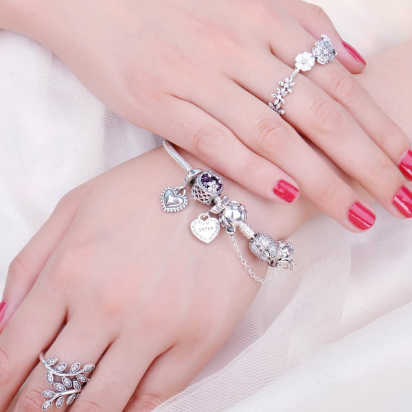 JewelryPalace Authentic 925 Sterling Silver Beads Cubic Zirconia Beads Charms fit Bracelets Bangles Ladies Girls DIY Jewelry