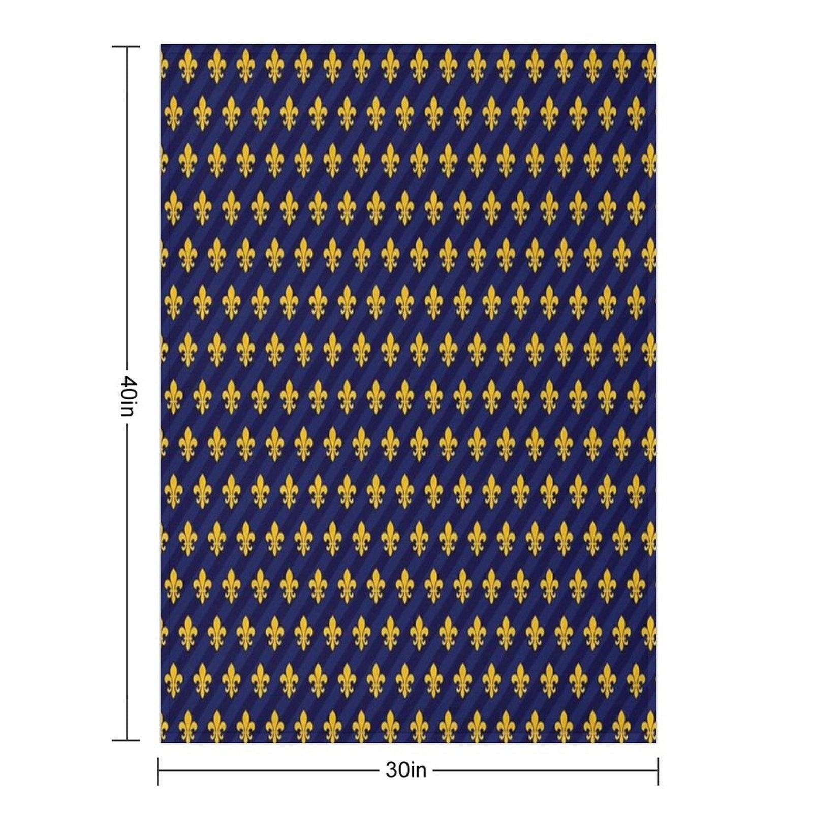Fleur De Lys Gold Blue Larger Throw Blanket