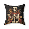 Microsuede Cushion / Halloween Art / Autumn Boho Skeleton