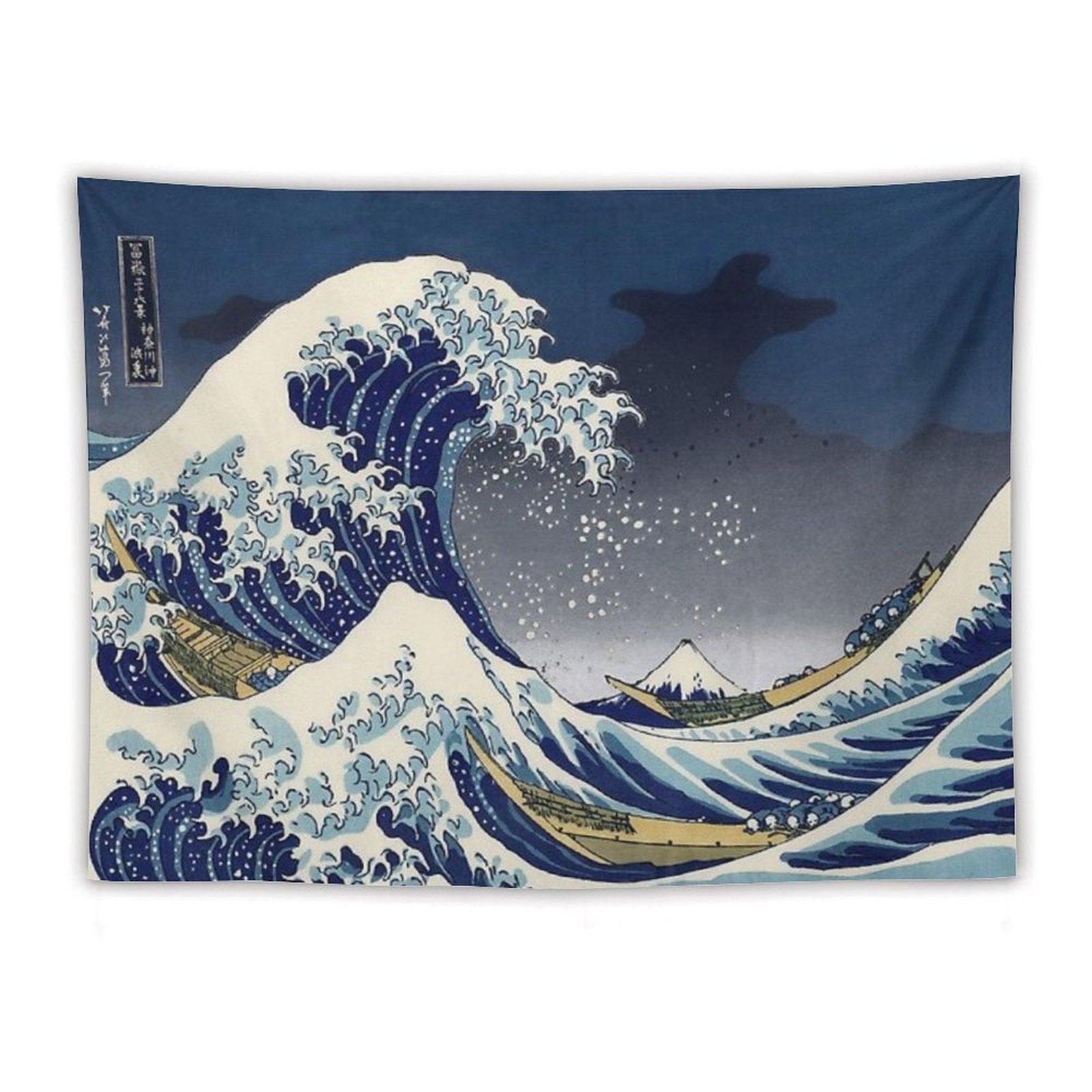 Great Wave Kanagawa Night Tapestry