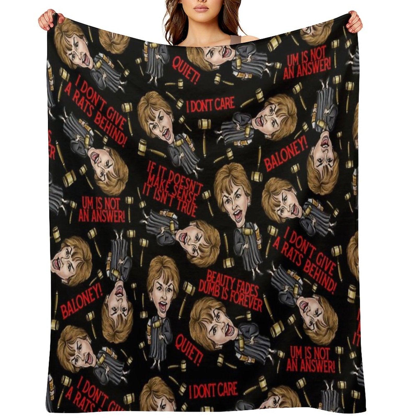 Black  Judge Judy Print Throw Blanket