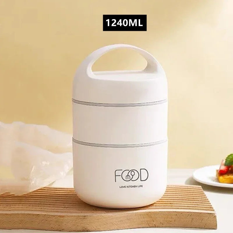 1240ML/1590ML Large Capacity Stainless Steel 304 Lunch Box Leak-Proof Multi layer Thermal Bento Box Adult Student Food Container