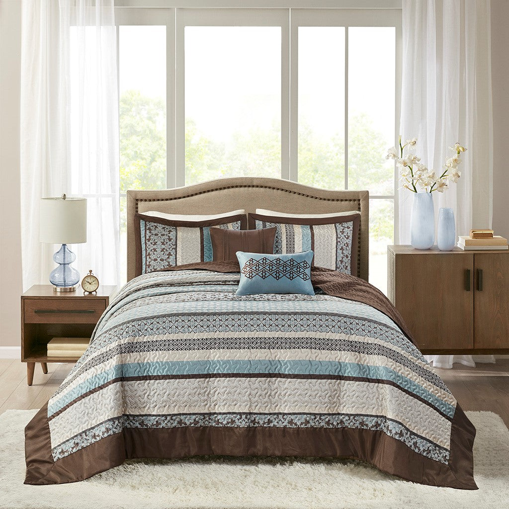 Princeton 5 Piece Reversible Jacquard Bedspread Set by Madison Park