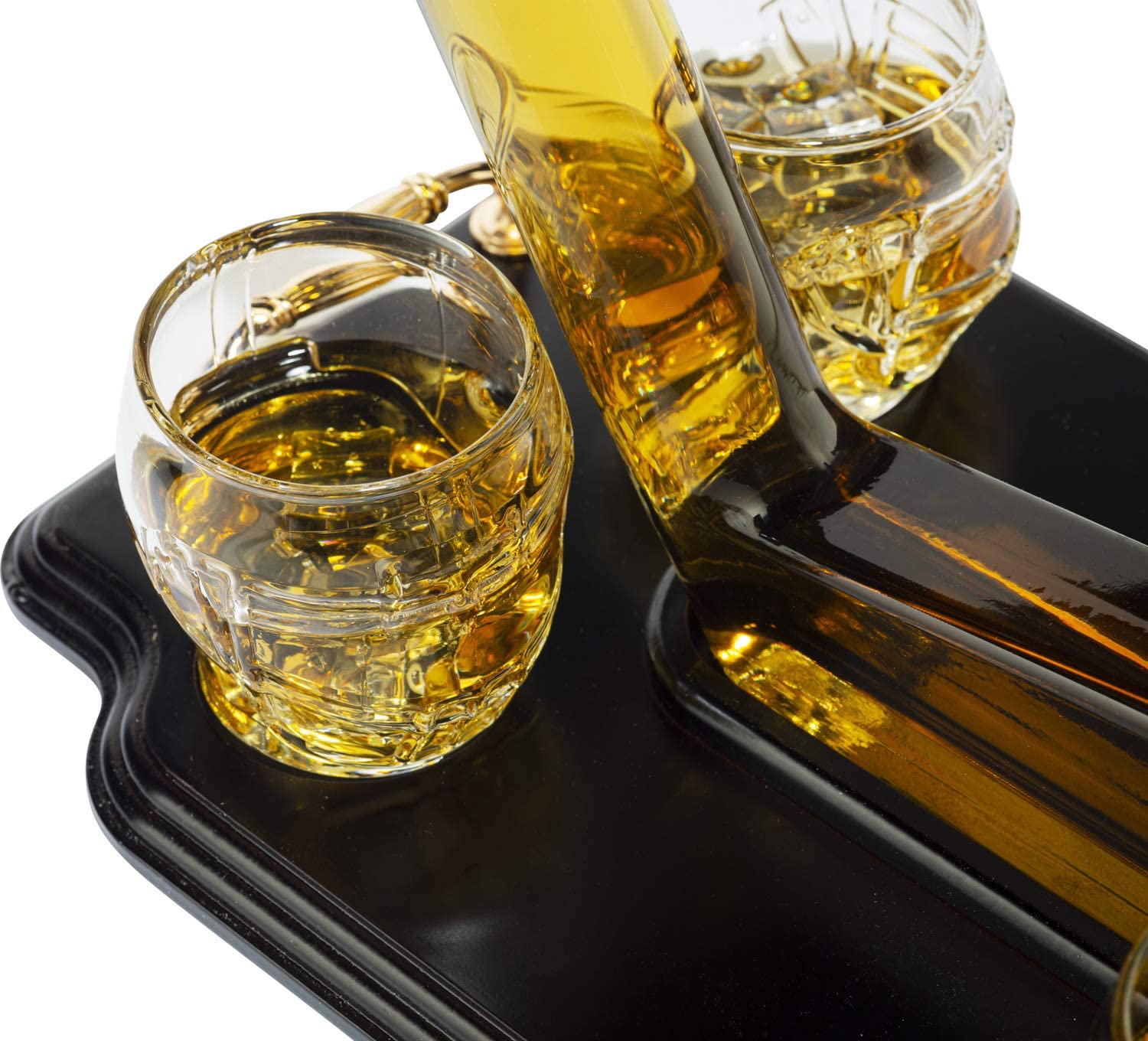 Ice Hockey Wine & Whiskey Decanter Set With 4 Helmet Whiskey Glasses by The Wine Savant 750ml Decanter 8 Ounce glasses Hockey Gift