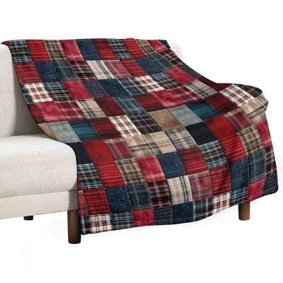 Cozy Multicolor Plaid Flannel Patchwork Wrinkle-free Throw Blanket