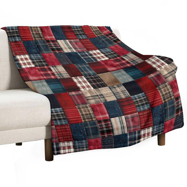 Cozy Multicolor Plaid Flannel Patchwork Wrinkle-free Throw Blanket