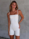 Perfee Square Neck Spaghetti Strap Romper - White / S