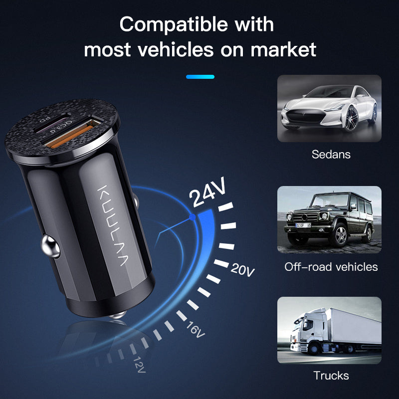 KUULAA Quick Charge 4.0 48W QC PD 3.0 Car Charger for Samsung S10 9 Fast Car Charging for Xiaomi iPhone Mobile Phone USB Charger