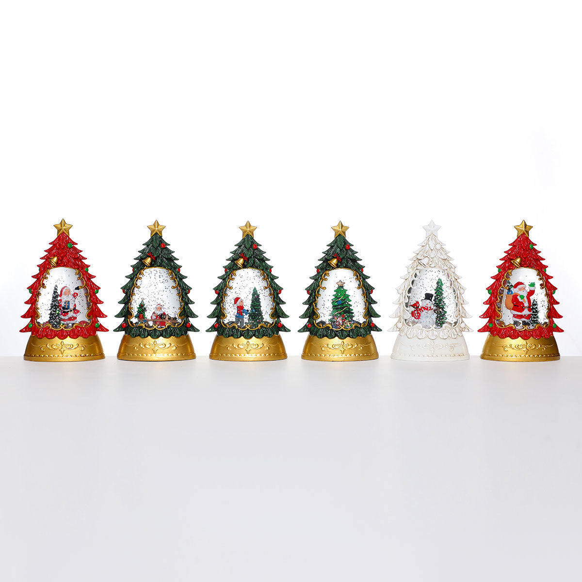 Christmas gifts, painted Christmas trees, glowing candles, oil lamps, children's small gifts, wind lamps, bar table decorations, ornaments