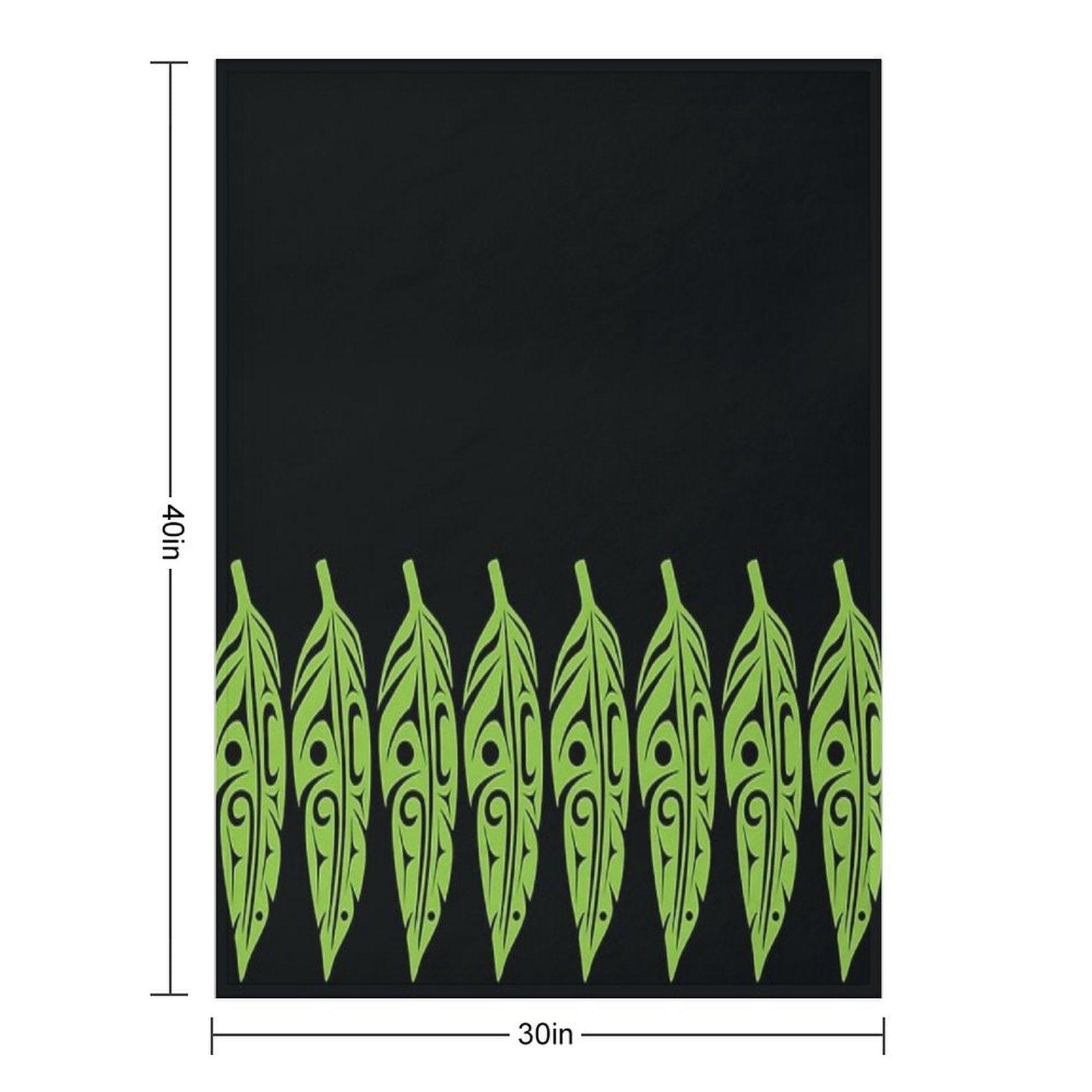 Feathers - Lime Green on Black Throw Blanket