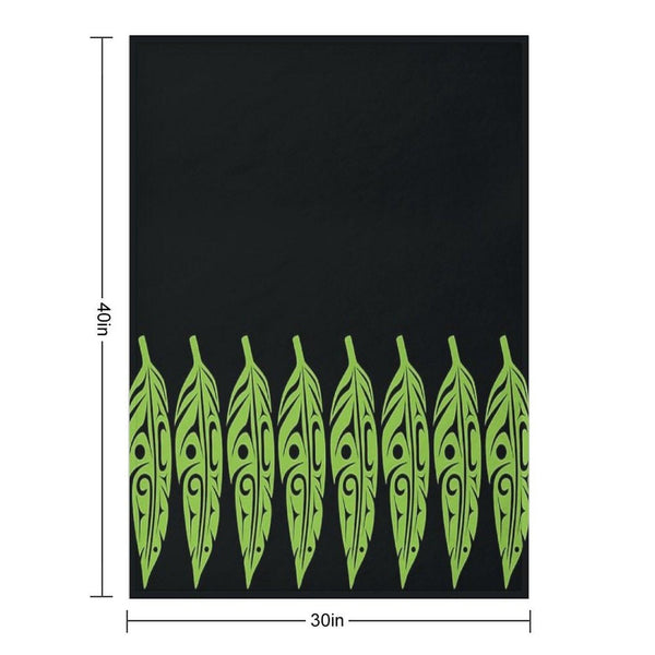 Feathers - Lime Green on Black Throw Blanket