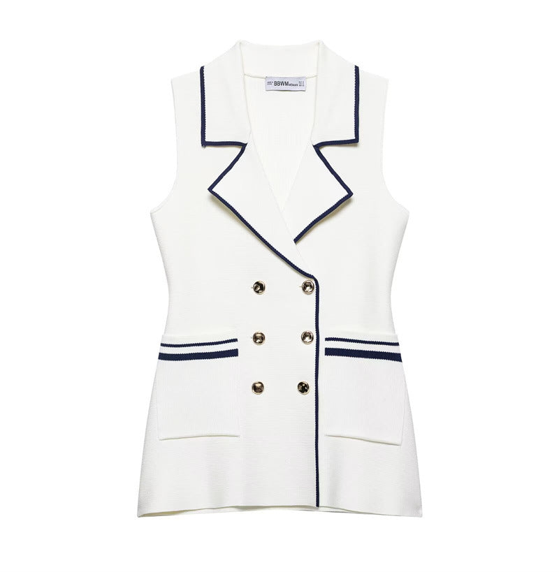 Summer New  Style Women's Fashion Temperament Sleeveless Trim Knit Tank Top