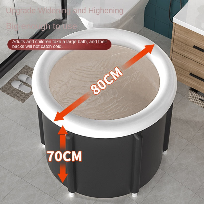 Black Ice Bath Bucket Large Household Foldable Bath Bucket PVC Padded SPA Bathtub