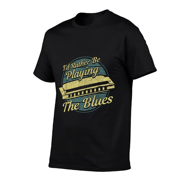 Blue Vintage Style Harmonica T-Shirt