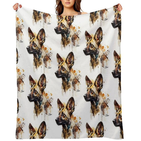African Wild Dog Compact Throw Blanket