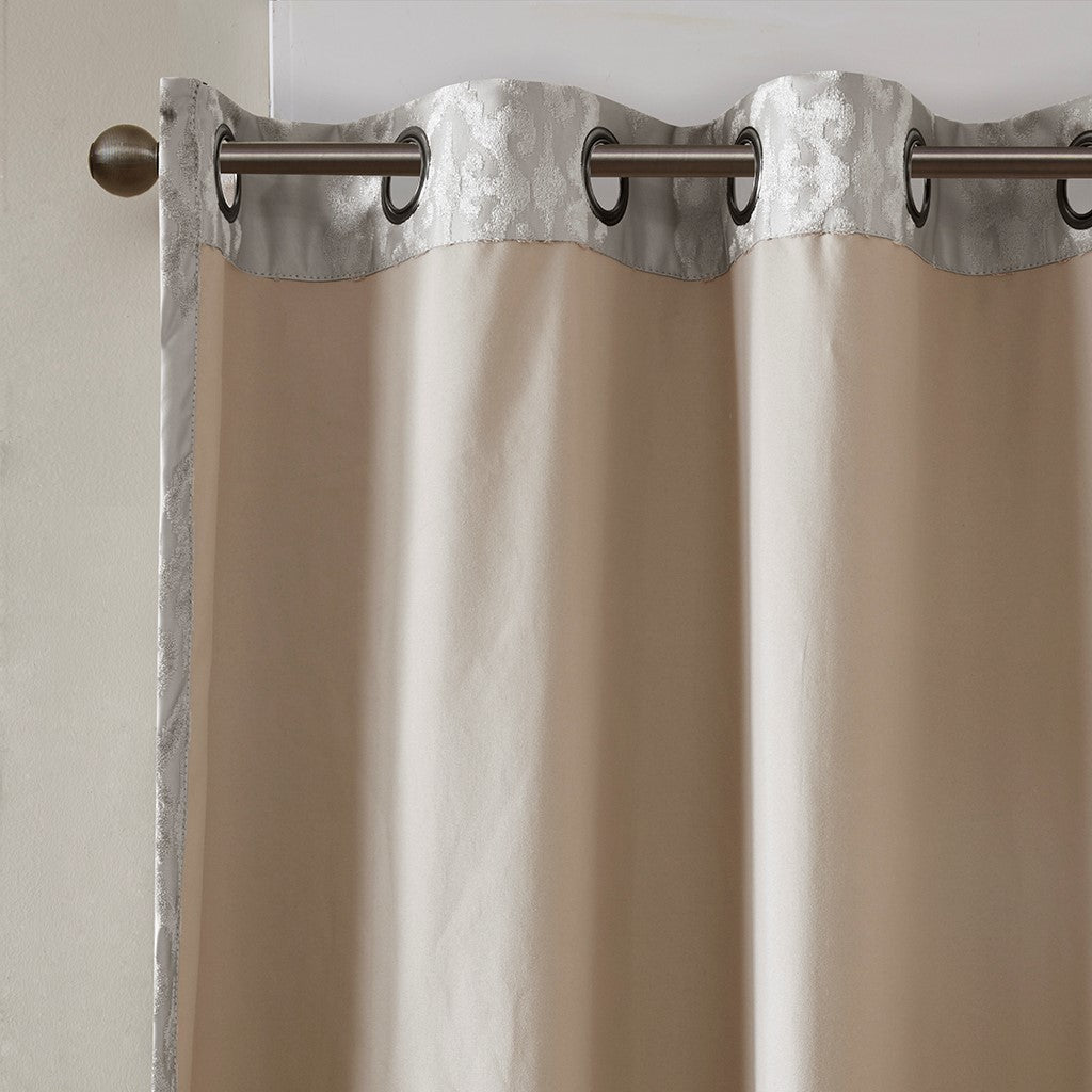 Mirage Knitted Jacquard Damask Total Blackout Grommet Top Curtain Panel by SunSmart