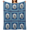 Elegant Floral Chinoiserie Blue And Turquoise Tile Eco-conscious Throw Blanket