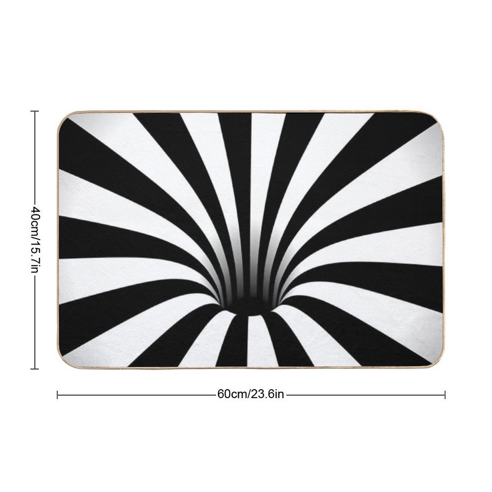 Optical Illusion Black Hole Lines (BlackWhite) Bath Mat