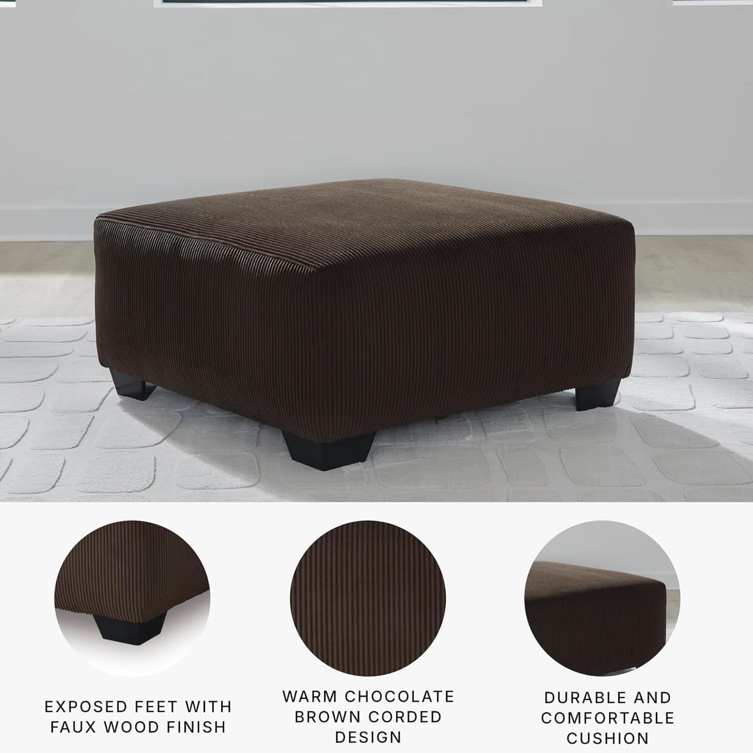 Ottoman Dark Brown Textured Stripe Statement Piece