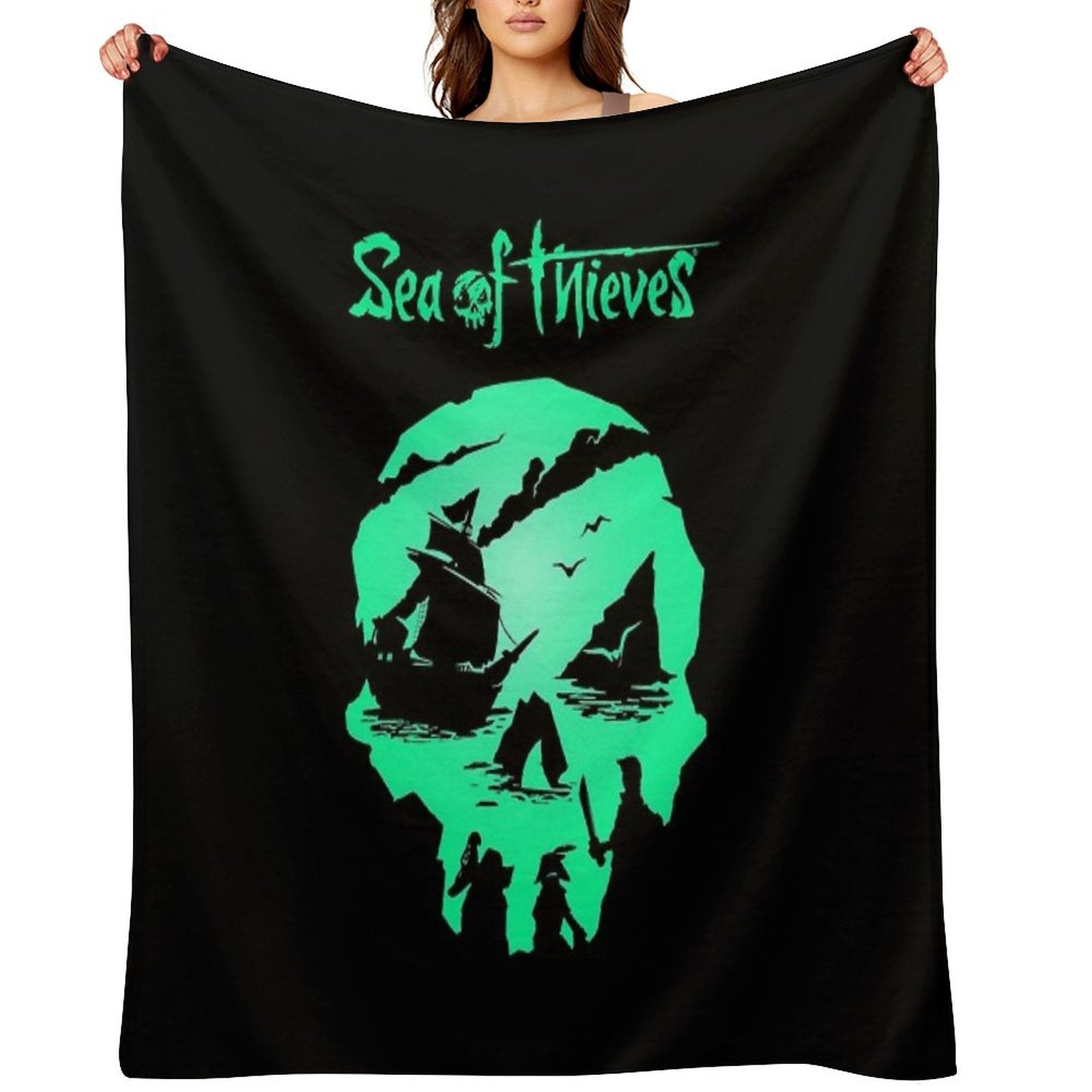 Green Mask Game Cooperate Action Play Durable Throw Blanket