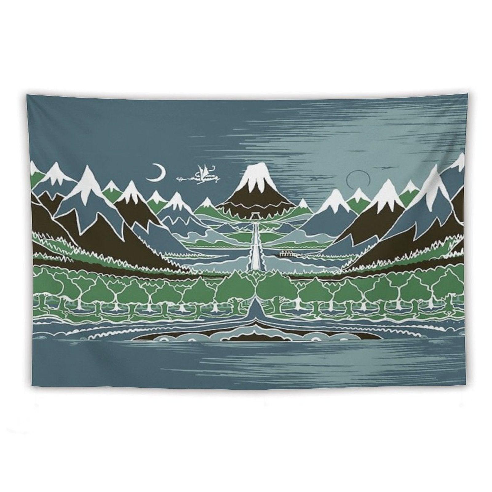 Forest Mountain Path in The Style of J.R.R.Tolkien Tapestry