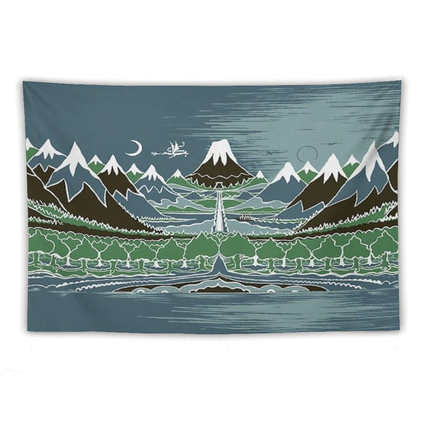 Forest Mountain Path in The Style of J.R.R.Tolkien Tapestry