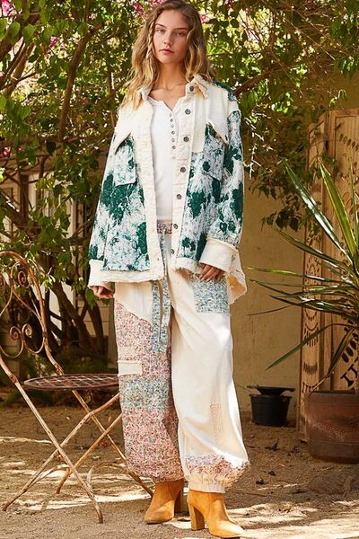 Unique Women Jacquard Patch Collared Neck Quilted Jacket Modern Timeless Quilted Elegance