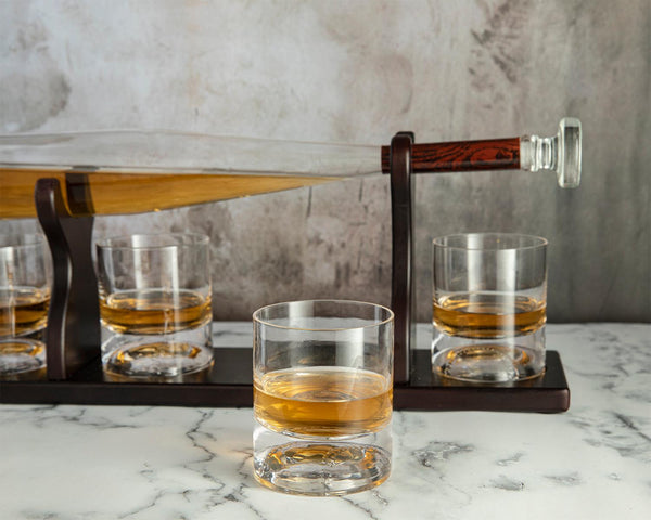 Baseball Bat Whiskey & Wine Decanter 4 Baseball Glasses, Spirits Set - Baseball Coach Gifts, Baseballs Lovers Coaches, Dad, Boyfriend, Brother, Friend Gift - For Whiskey & Wine (Standard Base)