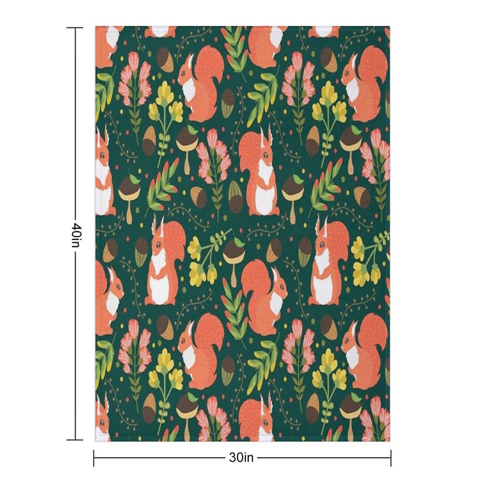 Squirrels on Green Grass Throw Blanket