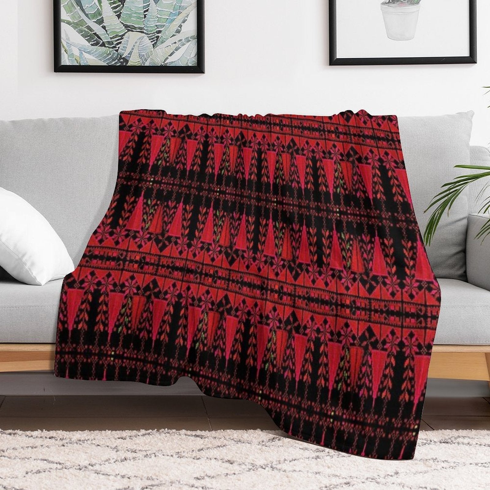 Palestinian Red Trees Durable Throw Blanket