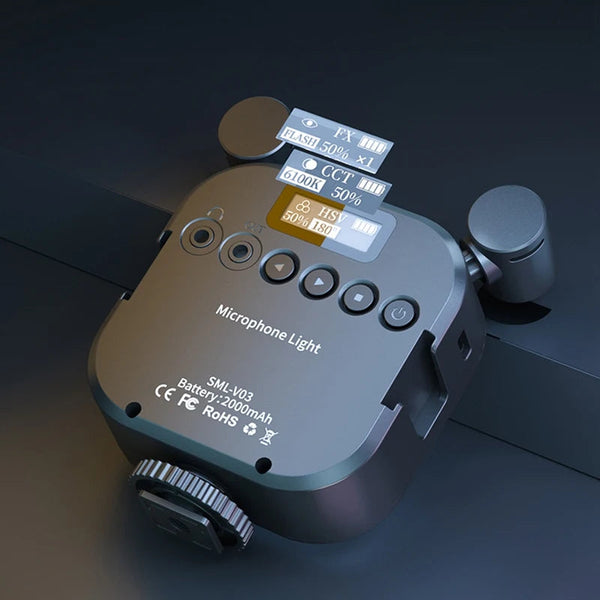 2500K-9000K Microphone LED Fill Light LED Mini Video Vlog Full-Color RGB Mic Light For Smartphone SLR Camera V03