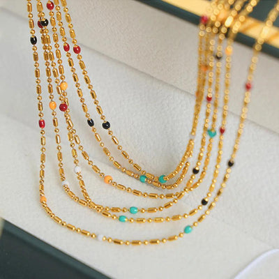 Simple rice bead splicing rice bead chain design drop glaze clip bead chain