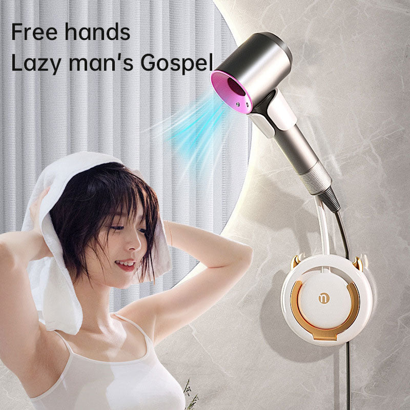 Lazy hair dryer bracket free hand free hands free bathroom wall hanging free drilling hair dryer rack