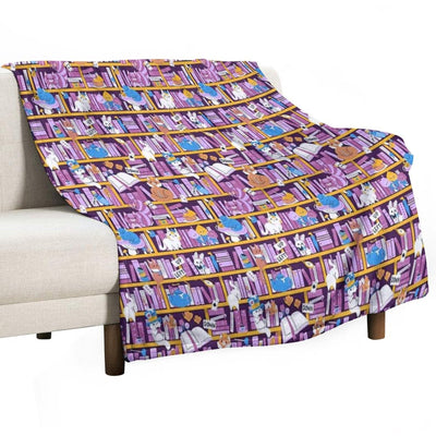 Library in Wonderland Velvety-soft Throw Blanket