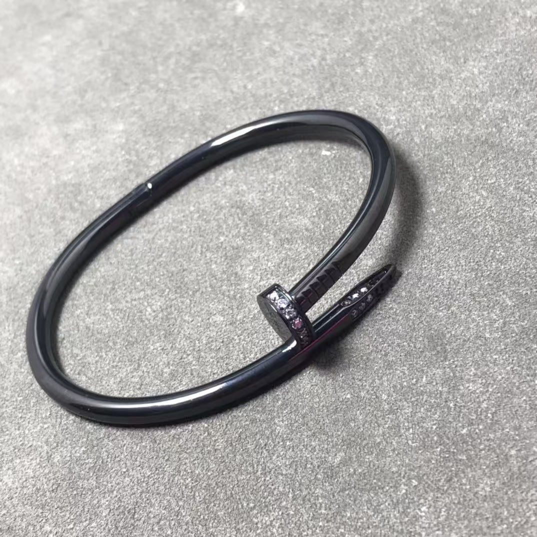 Precision Thick Plating Head and Tail Diamond Fashion Three-Circle Full Diamond Couple Bracelet