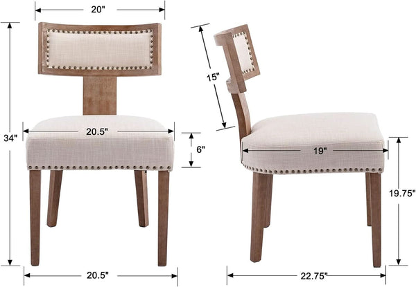 Mid Century Modern Armless Dining Chairs Beige Tone