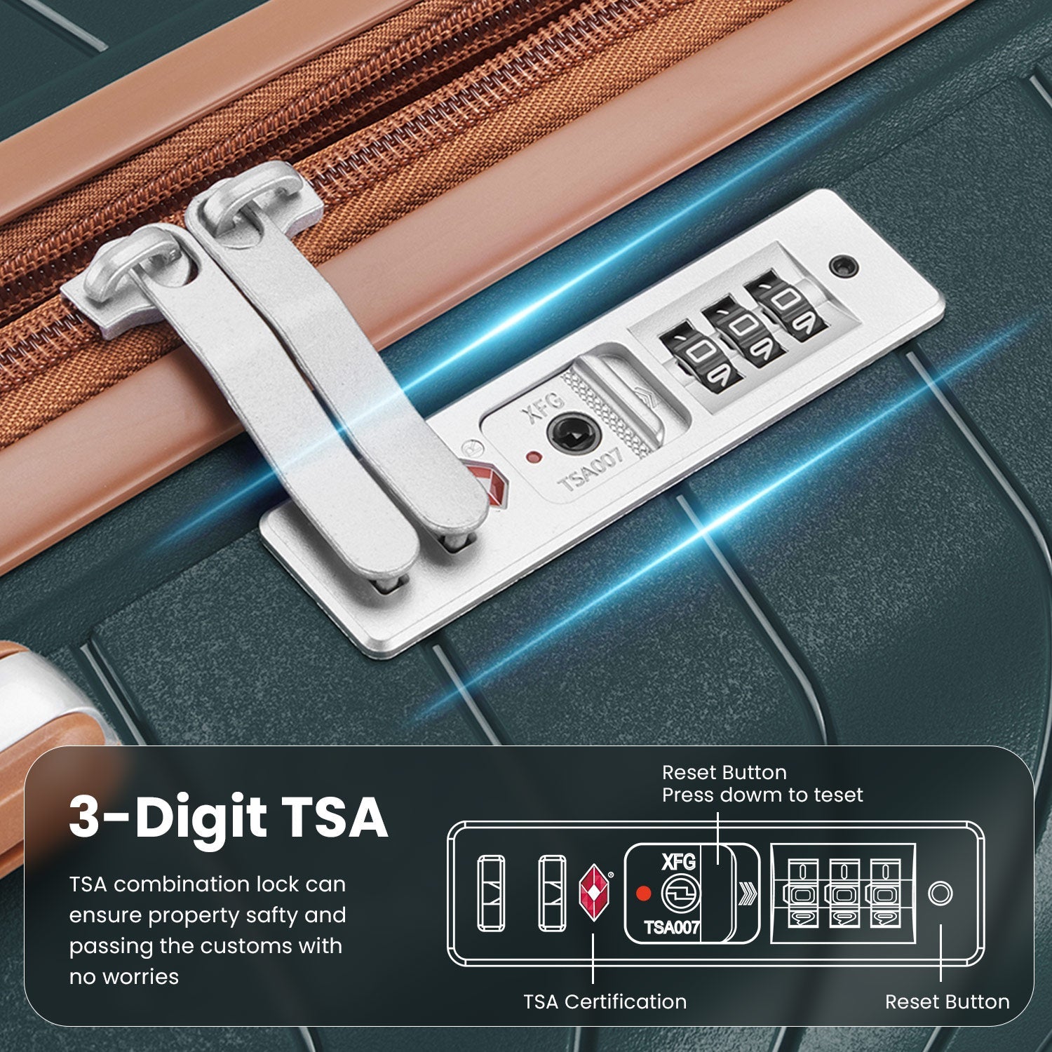 Luggage set of 4 pieces (14/20/24/28) with 4 360 degree silent rotating wheels made of PP material and durable TSA lock