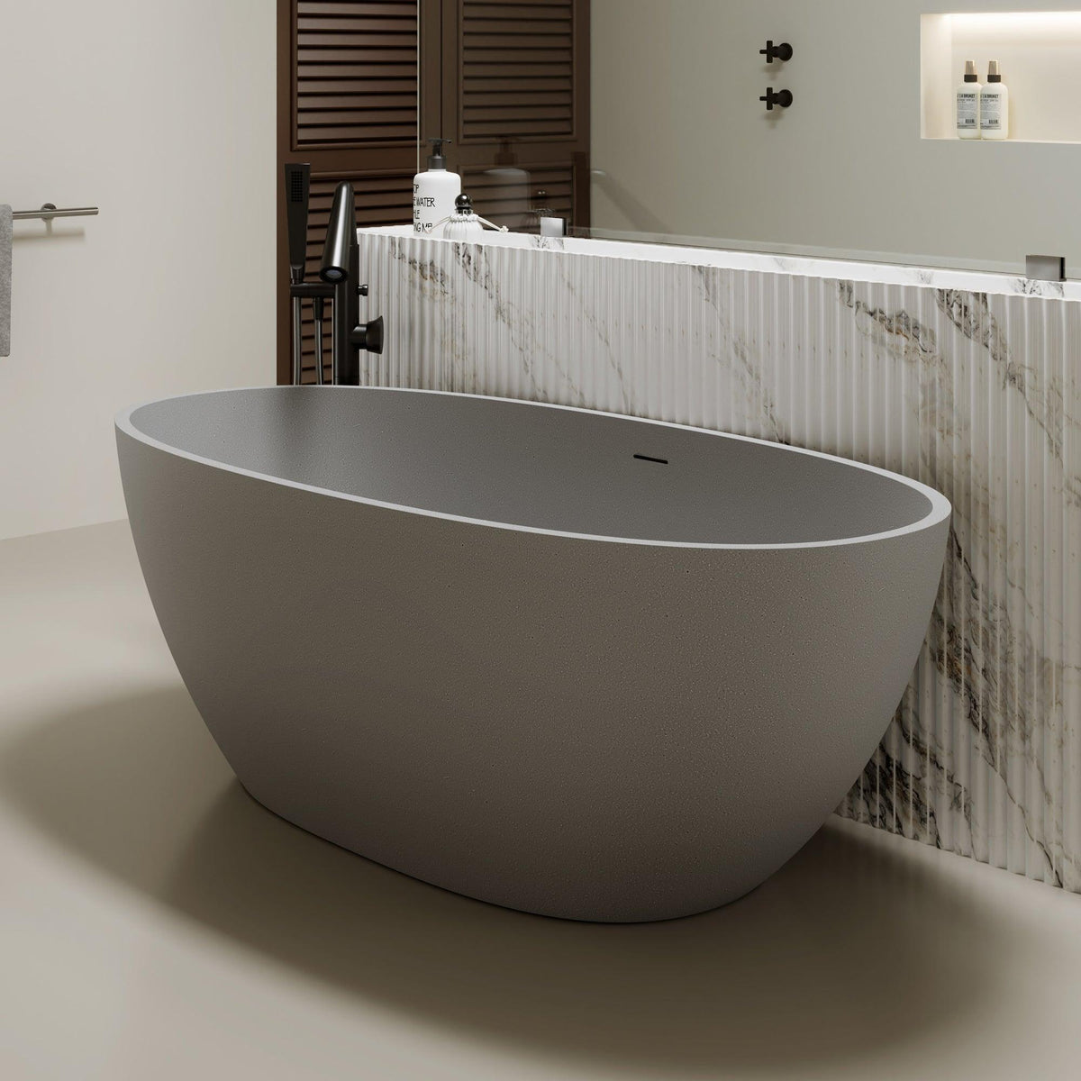67'' Freestanding Bathtub Resin Stone Soaking Bathtub
