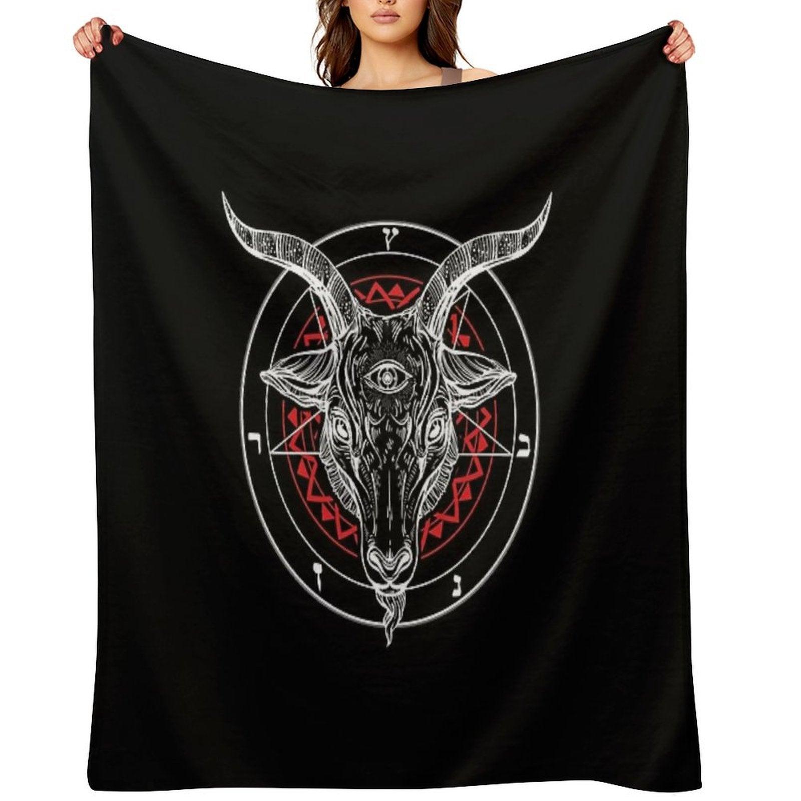 Satanic Goat Baphomet Circle Satan Symbol  Lucifer Devil Throw Blanket