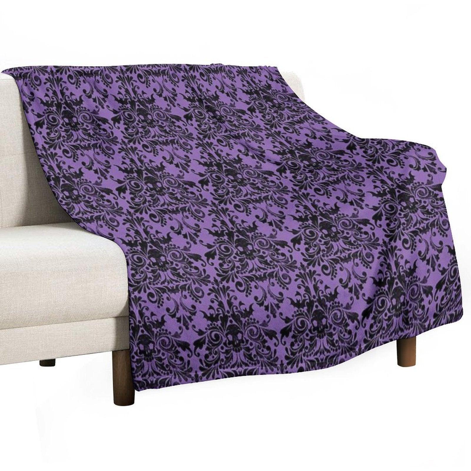 Skull Damask Pattern Throw Blanket