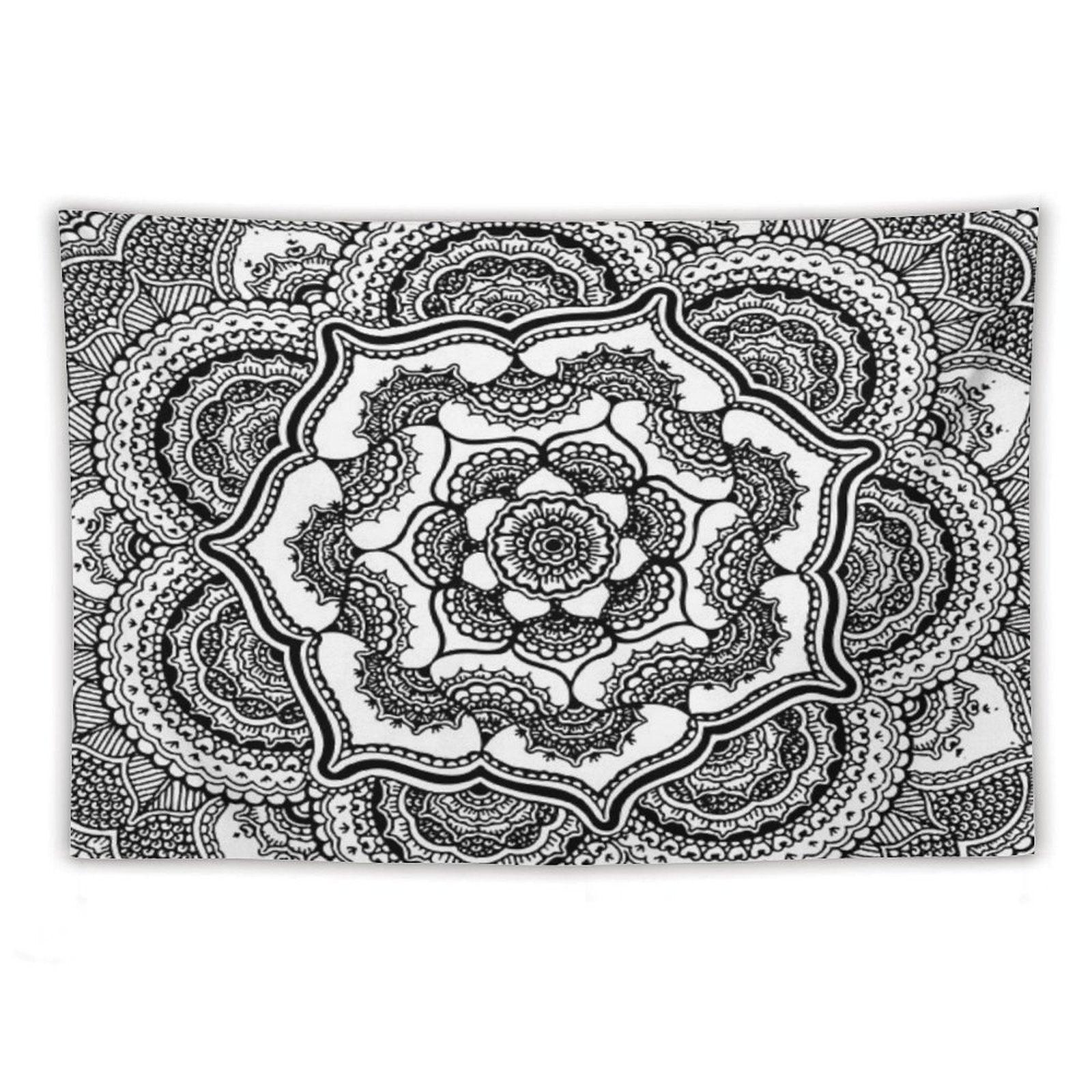 Spring Lotus  Abstract  Black And White Tapestry