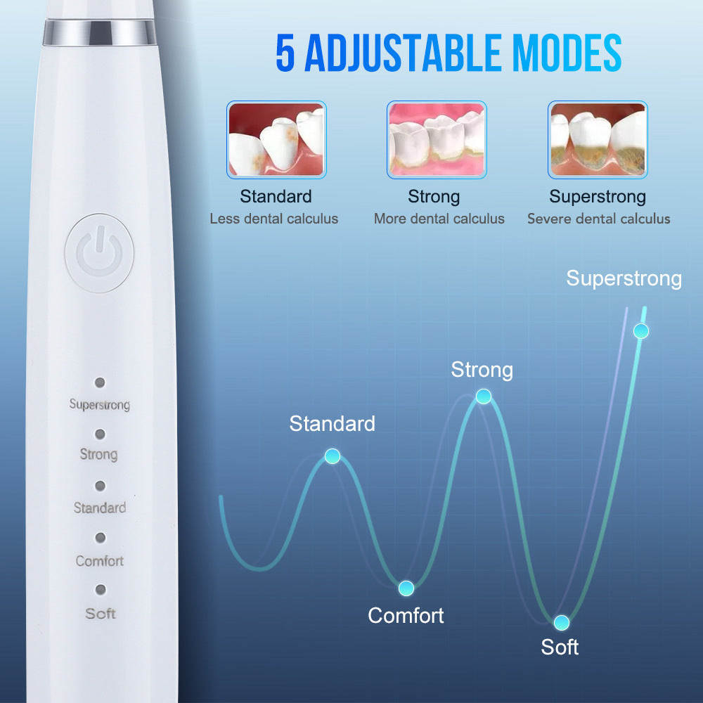 5-Speed High Frequency Vibrating Tooth Cleaner USB Electric Toothbrush Cleaning Device To Remove Stained Calculus Set Tooth Cleaning Instrument