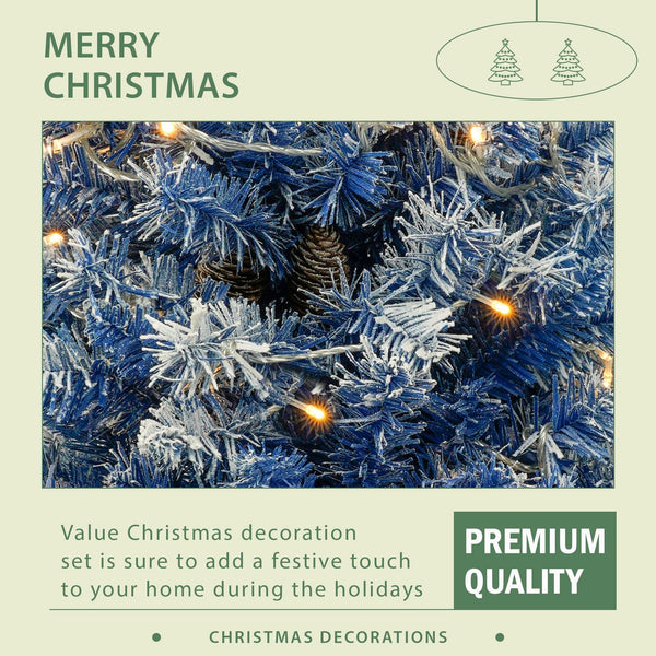 A set of 4 artificial Christmas trees, including flower garlands, flower garlands, and 2 entrance trees, equipped with LED light