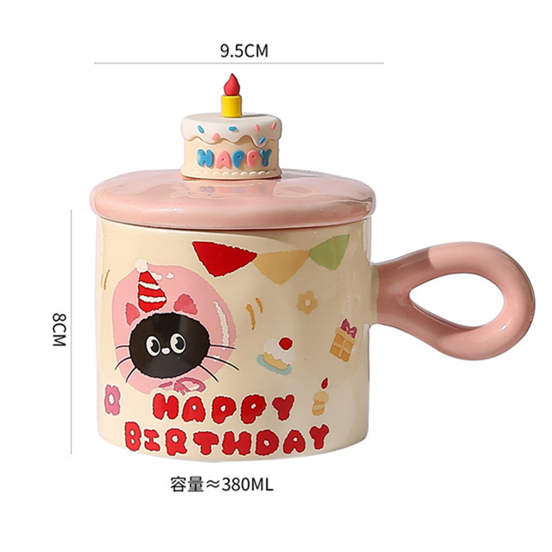 Adorable Cartoon Cat - themed Mug with Lid: A Charming Gift, Ideal for Office Coffee or Water