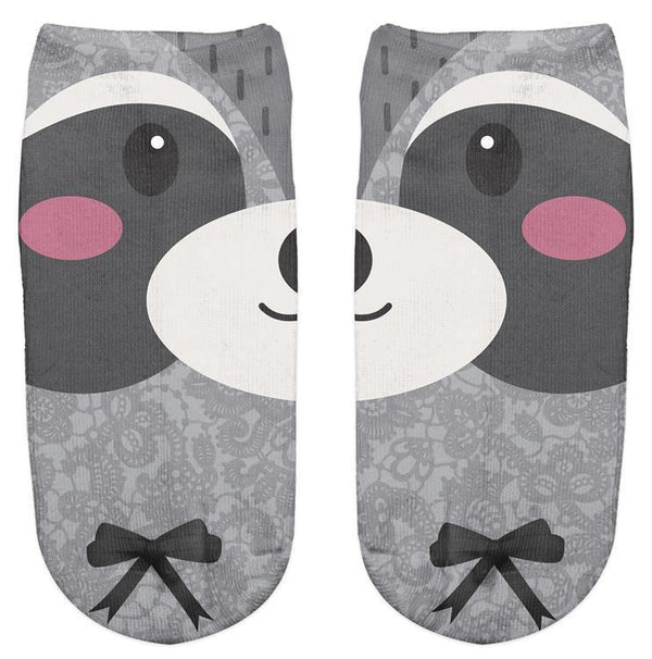 Thin 3D Digital Animal Printed Women's Socks Shallow Socks Adult Invisible Socks