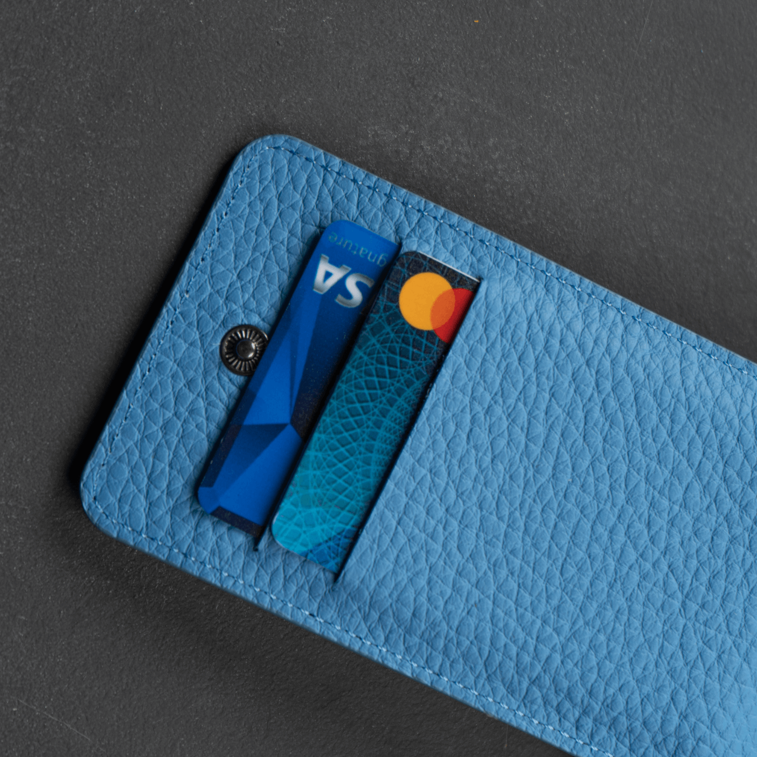 Leather Blue Crossbody Bag Phone Wallet - Columbus