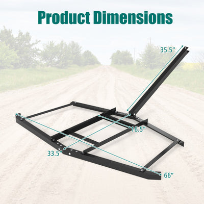 74 inch Wide Driveway Drag Tow Behind Landscape Leveling Rake with Reinforced Bars-Black