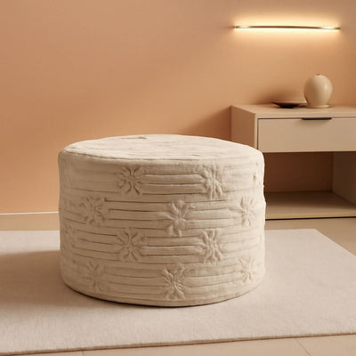 Ultra Plush Floor Pouf Ottoman Foot Rest Light Coffee