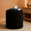 Luxurious Black Boucle Storage Ottoman 12 In Diameter Tray